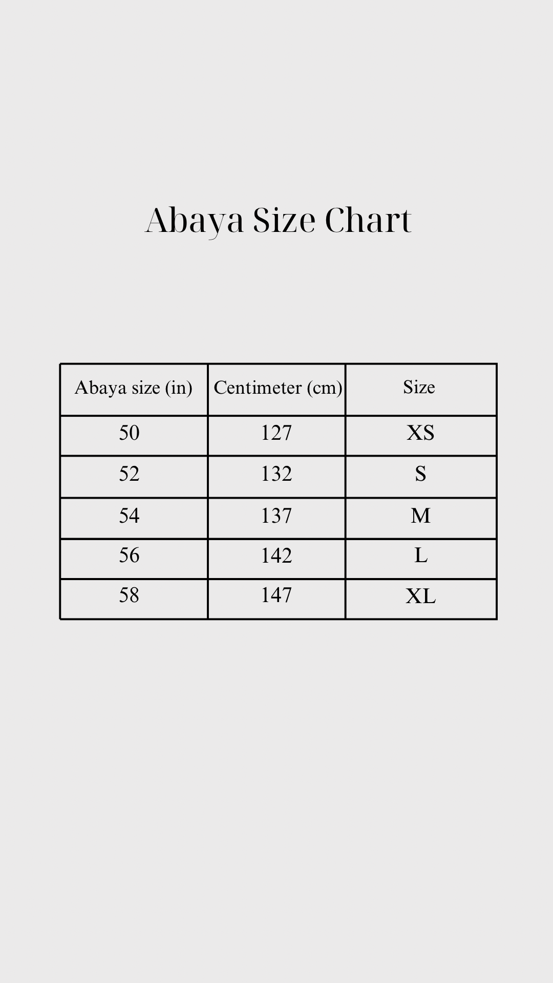 Size Chart